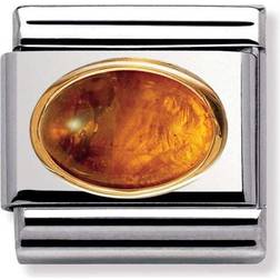 Nomination Composable Classic Link Stainless Steel/Gold Charm w. Amber Oval (030502 01)