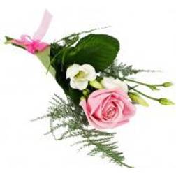 Blommor till begravning & kondoleanser Pink Rose & a White Bell Clock Lång bukett