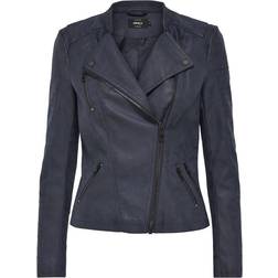 Only Leather Look Jacket - Blue/Dark Navy
