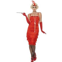Smiffys Flapper Costume with Long Dress Red