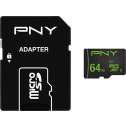 PNY High Performance MicroSDXC Class 10 UHS-l U1 100/20MB/s 64GB+Adapter