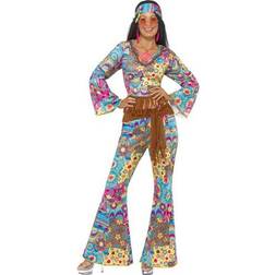 Smiffys Hippy Flower Power Costume Multi-Coloured