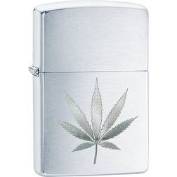 Zippo Windproof Chrome Marijuana Leaf Design