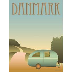 Vissevasse Danmark Camping plakat Poster 7x10cm