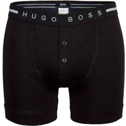 HUGO BOSS Ribbed Cotton Button Fly Trunk - Black