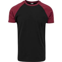 Urban Classics Raglan Contrast T-Shirt - Black/Burgundy