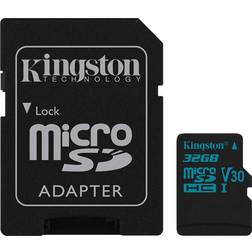 Kingston Canvas Go! microSDHC Class 10 UHS-I U3 V30 90/45MB/s 32GB +Adapter