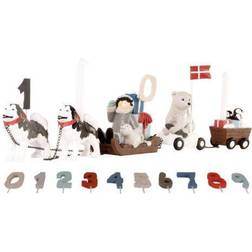 Kids by Friis Birthday Trains Dog sled with 11 Numbers & 2 Flags