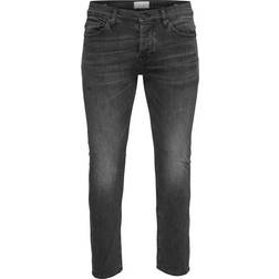 Only & Sons Loom Black Washed Slim Fit Jeans - Black/Black Denim