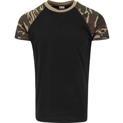 Urban Classics Raglan Contrast T-Shirt - Black/Wood Camo