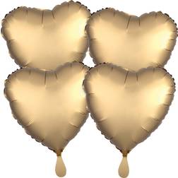 Amscan Foil Ballon Multi-Pack Satin Luxe Sateen Hearts Gold 4-pack