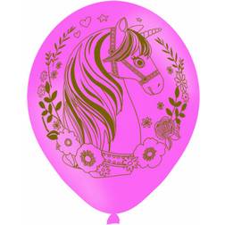 Amscan Latex ballon Magical Unicorn All Over Print Pink/Gold 6-pack
