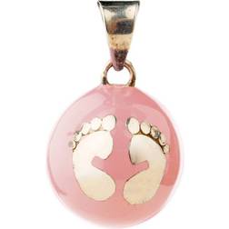 Babylonia Bola Pink with Gold Feet Pendant - Pink/Gold