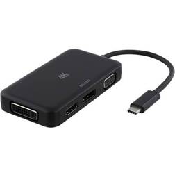 Deltaco USB C-HDMI/DisplayPort/VGA/DVI M-F Adapter 0.1m