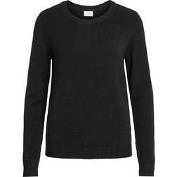 Vila Ril Round Neck Knitted Pullover - Black