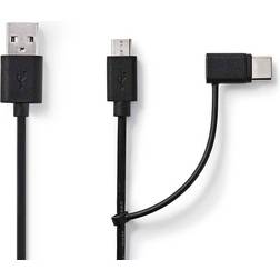 Nedis USB A-USB Micro-B/USB C 2.0 1m