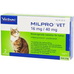 Virbac Milpro Vet 16 mg/40 mg 2 Tablets
