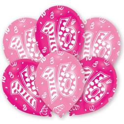 Amscan Latex Ballon All Round Printed Age 16 Pink 6-pack