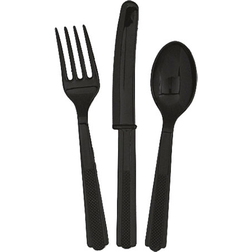 Unique Party Cutlery Assorted Black 18-pack