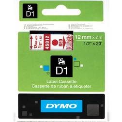 Dymo Label Cassette D1 Red on Clear