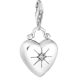 Thomas Sabo Charm Club Heart Locket Charm Pendant - Silver/White