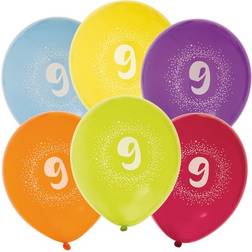Hisab Joker Latex Ballon 9th Birthday 6-pack