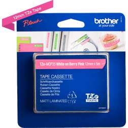 Brother P-Touch Labelling Tape White on Berry Pink