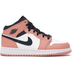 Nike Air Jordan 1 Mid GS - Pink Quartz/Dark Smoke Grey/White