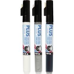 Plus Color Acrylic Paint Gray Shades Markers 1.2mm 3-pack