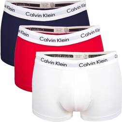 Calvin Klein Cotton Stretch Low Rise Trunks 3-pack - White/Red Ginger/Pyro Blue