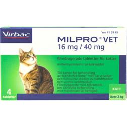 Virbac Milpro Vet 16 mg/40 mg 4 Tablets