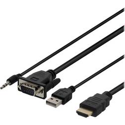 Deltaco HDMI-VGA/3.5mm/USB A 2m