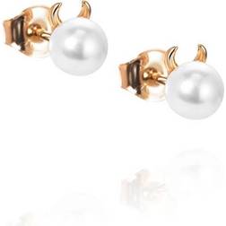Efva Attling Little Devil Earrings - Gold/Pearls
