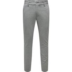 Only & Sons Mark Striped Trousers - Gray/Light Gray Melange