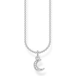 Thomas Sabo Moon Pavé Necklace - Silver/Transparent