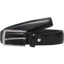 Jack & Jones Clean Cut Leather Belt - Black/Black