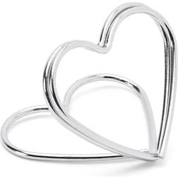 PartyDeco Table Decorations Place Card Holders Hearts Silver 10-pack