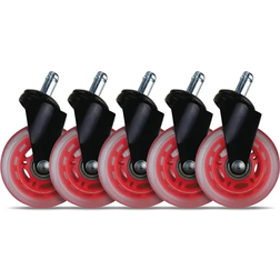 L33T 3 Inch Universal Red Gaming Chair Casters - 5 Pieces