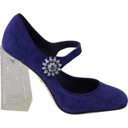 Dolce & Gabbana Suede Crystal Heels - Blue