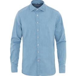 Stenströms Washed Fitted Body Shirt - Light Blue