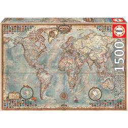 Educa Antique Political World Map 1500 Bitar