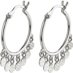 Pilgrim Panna Coin Hoop Earrings - Silver
