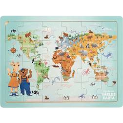 Teddykompaniet Lollo & Bernie Puzzle World Map 24 Bitar