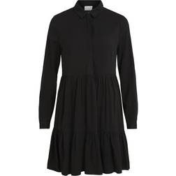 Vila Long Sleeved Shirt Dress - Black