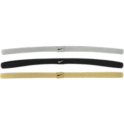 Nike Elastic Hairband 3-pack - Metallic Silver/Black/Gold