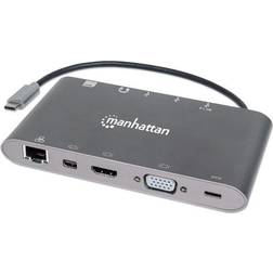 Manhattan Usb C - Hdmi/3.5mm/DisplayPort Mini/RJ45/USB A/VGA M-F Adapter