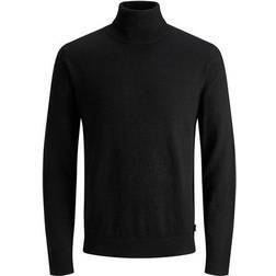 Jack & Jones Roll Collar Decorated Knitted Sweater - Black