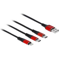 DeLock USB A-Lightning/2USB C 2.0 1m