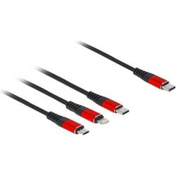 DeLock USB A-Lightning/USB B Micro/USB C 2.0 0.3m