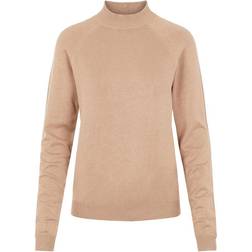 Pieces Sera High Neck Knitted Top - Natural